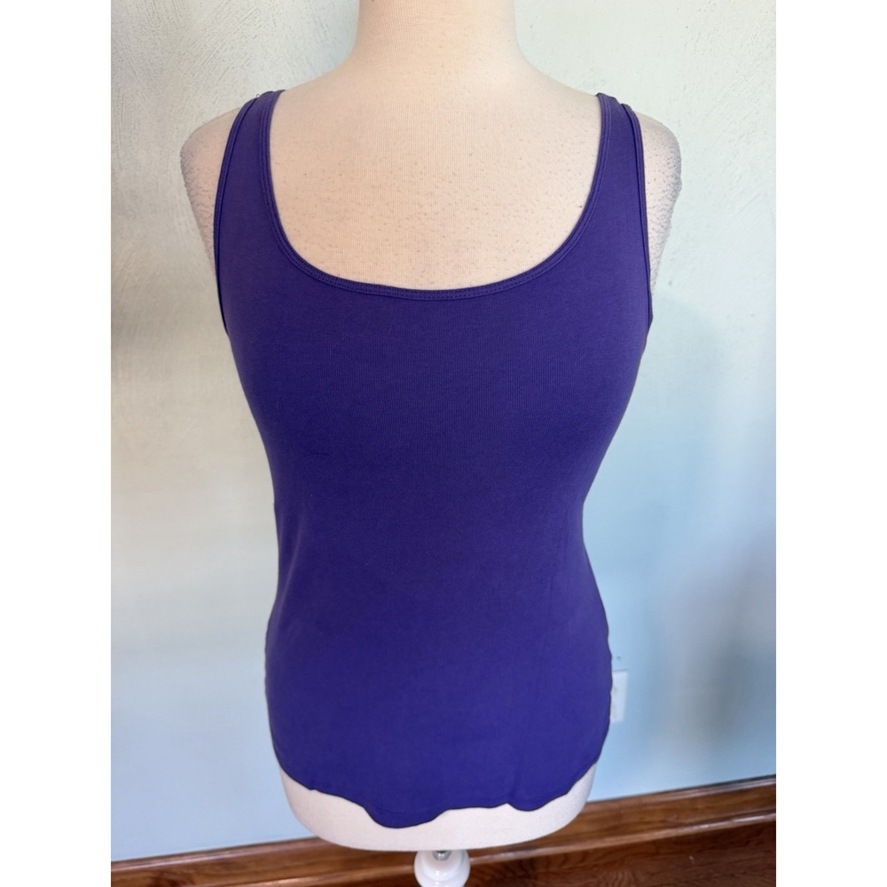 Dressbarn purple ribbed scoop neck tank top cami layering Athleisure Sz M